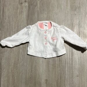 4/$20 Carter's White and Pink Sweater with Collared Design 3M